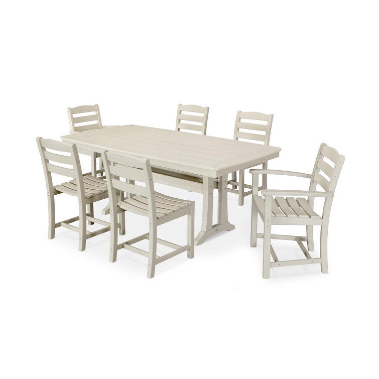La Casa Café 7-Piece Dining Set with Trestle Legs