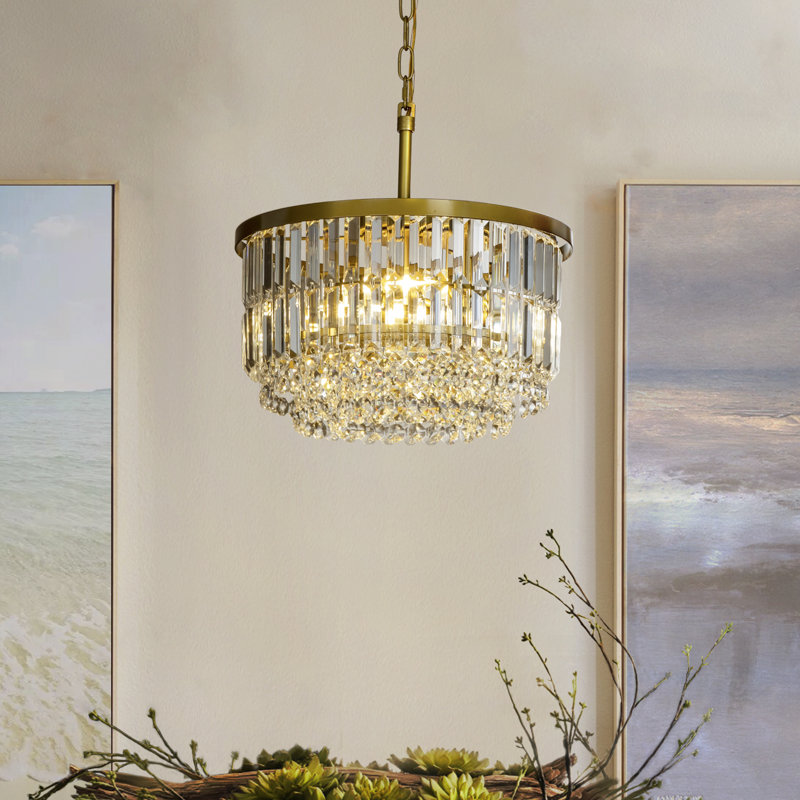 Concetta 3 Lights 16" Traditional Glam Gold Chandelier With Clear Crystal Accents