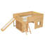  Lit mezzanine double avec glissade, tablettes de rangement et fenêtre, naturel-616509031