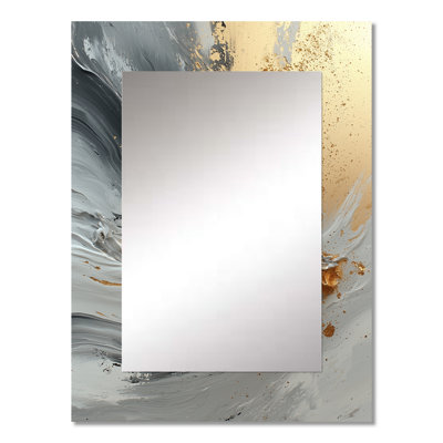 Abstract Marble In Grey And Gold Tones VI - Marble Decorative Mirror, Modern Wall Mirror, Printed Metal Art