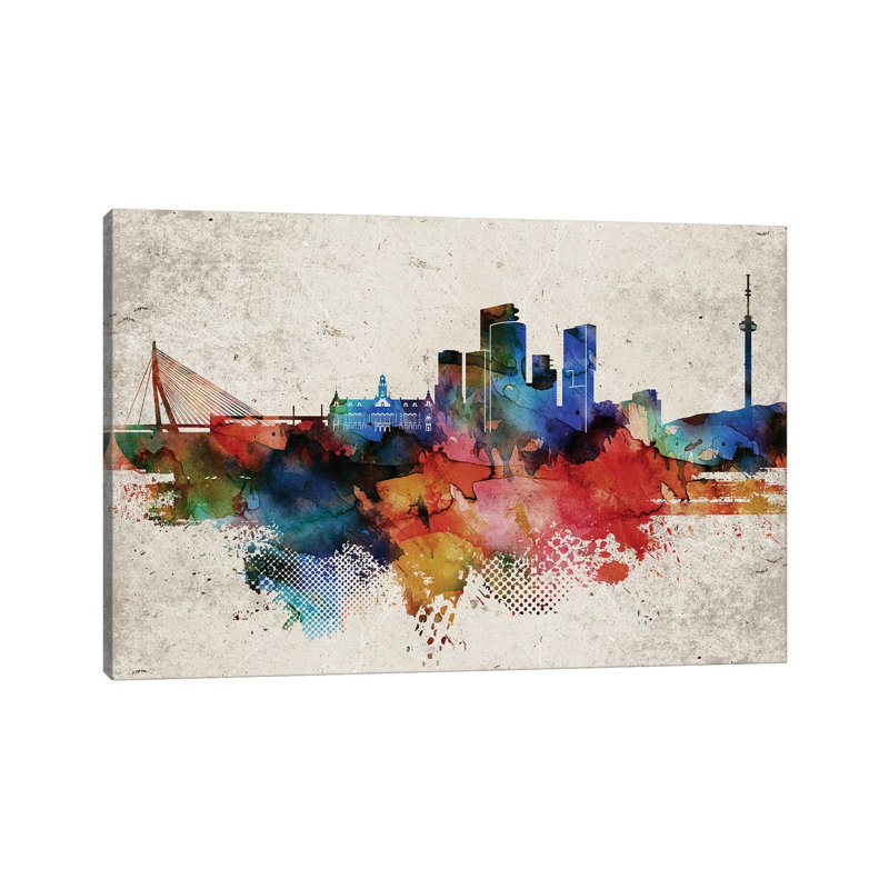 Rotterdam Abstract Skyline 1 Piece Wrapped Canvas Wall Art, 66.04 cm H x 45.72 cm W