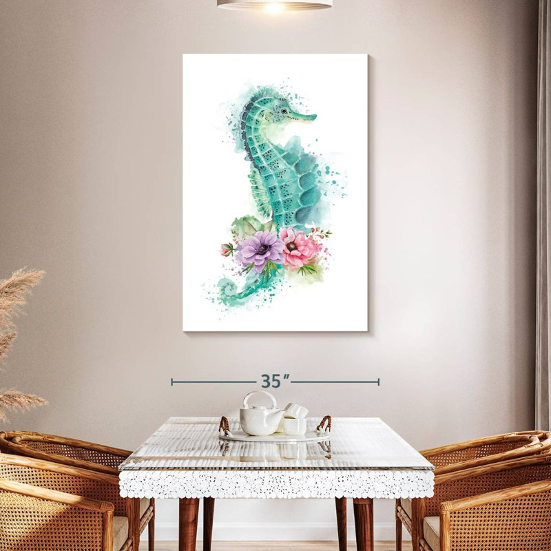 Green Seahorse Splash, 48" H x 32" W