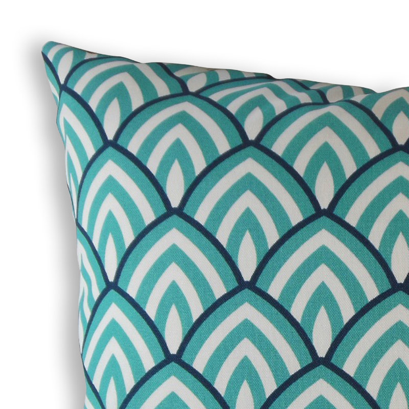 Coussin Kailano, 20 po x 20 po, Coussin décoratif, Bleu sarcelle