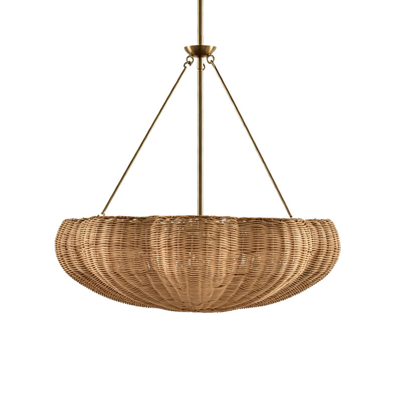 6-Light Natural Wicker Drum Chandelier