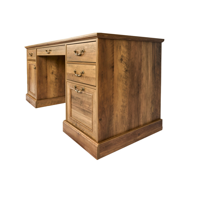 Bureau de direction rectangulaire de 59 po de largeur avec armoire de rangement et tiroirs, poste de travail pour la maison