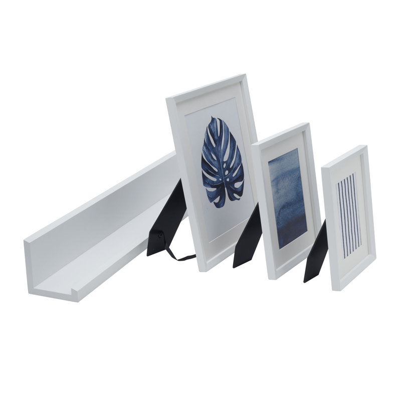 Melannco 3 Pieces MDF Frames and-Ledge-Set, White