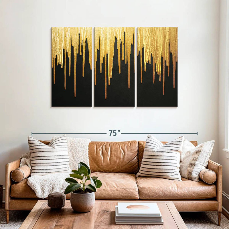Avery Gold Paint Drip, 36" H x 57" W