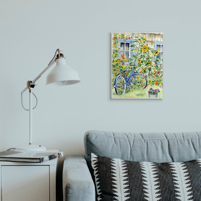 " Bicycle On Traditional Farmhouse Sunflowers "