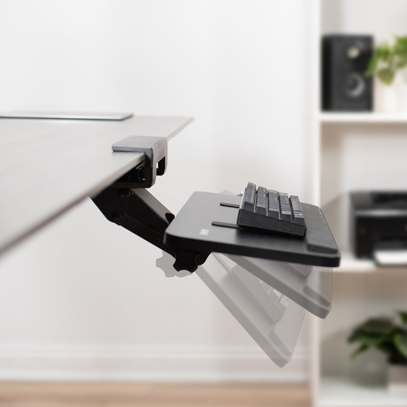 Extra Large Black Adjustable Keyboard Tray with Slide-Out Mouse Platform