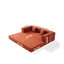 Lit en velours côtelé orange à 3 places avec structure de forme fixe, coussin cylindrique, canapé de plancher pour le salon, mousse à mémoire de forme douce, dossier coussiné, salon à délicatesse, accoudoirs carrés à haute densité, décontracté