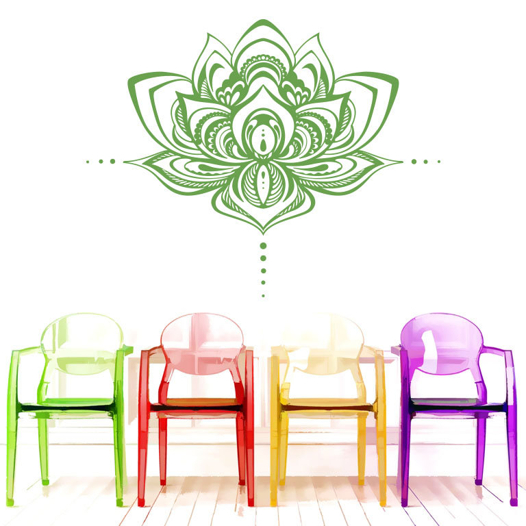Décalcomanie murale fleur lotus Natazhat, Vert citronnier