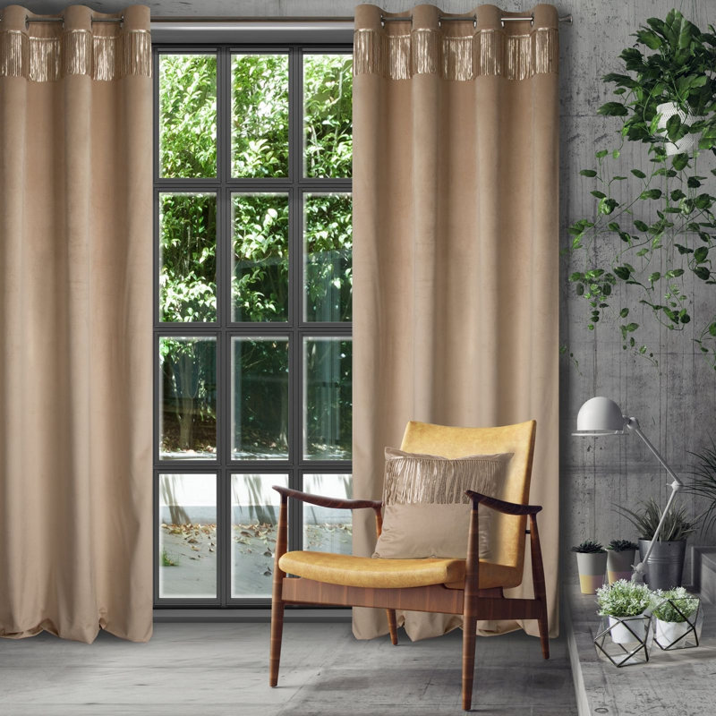 Subedi Blackout Curtains Single Panel, Beige