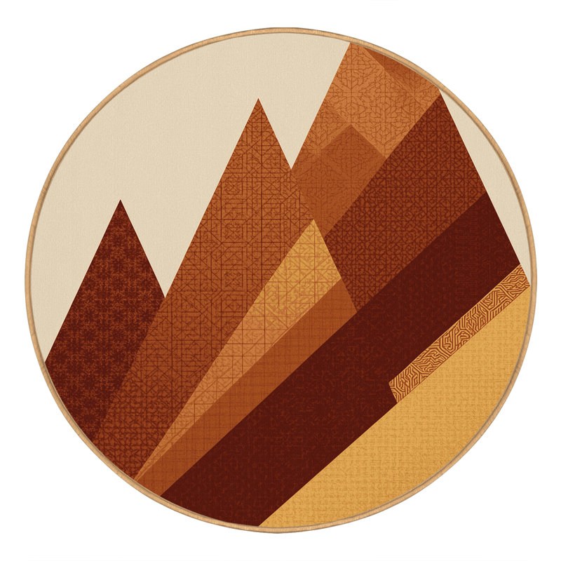 Machine Washable Pauleta Global Inspired Oriental Rug in Brown – LightBrown Binding, 3' Round