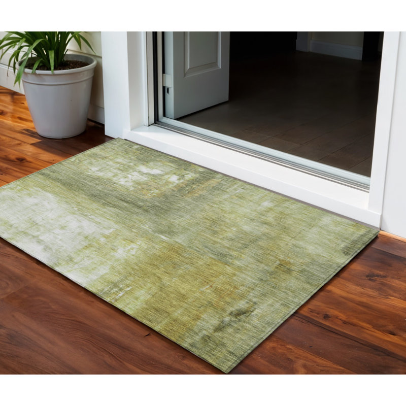 Tapis extérieur lavable abstrait ivoire et brun 3 pi x 5 pi sauge