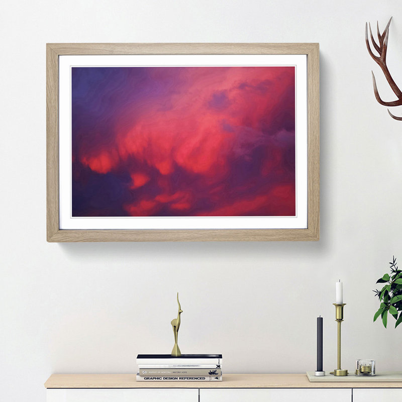 Passionate Sky - Picture Frame Graphic Art Print, 27cm H x 36cm W x 2cm D, Oak Framed