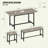 63-Inch Expandable Dining Table Set for 8, Soft Gray Particle Board, Rectangular Kitchen Table with 2 Benches and 2 Stools, T-Shape Metal Frame, Space-Saving