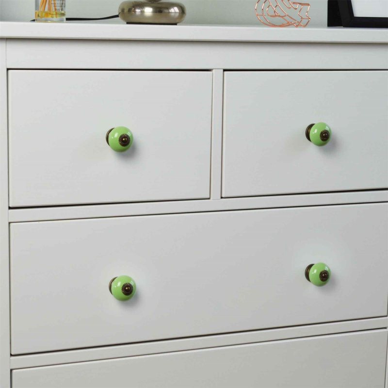 Nicola Spring - Round Ceramic Cabinet Knob, Green