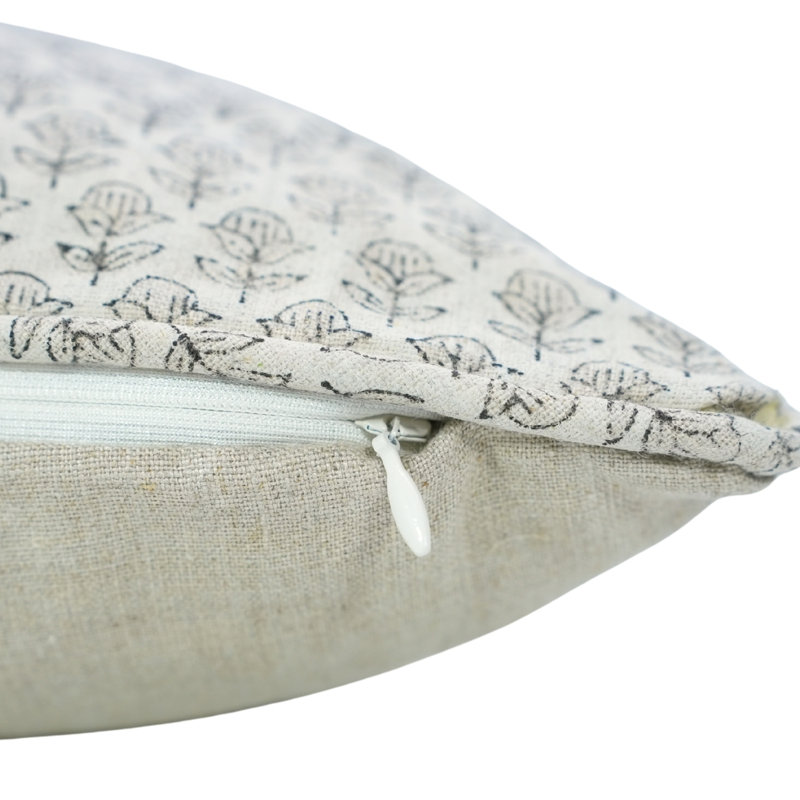 Housse de coussin en lin fabriqué à la main avec passepoil artistique Fabubline - Tarangni, Rectangle H 12 po x l 20 po