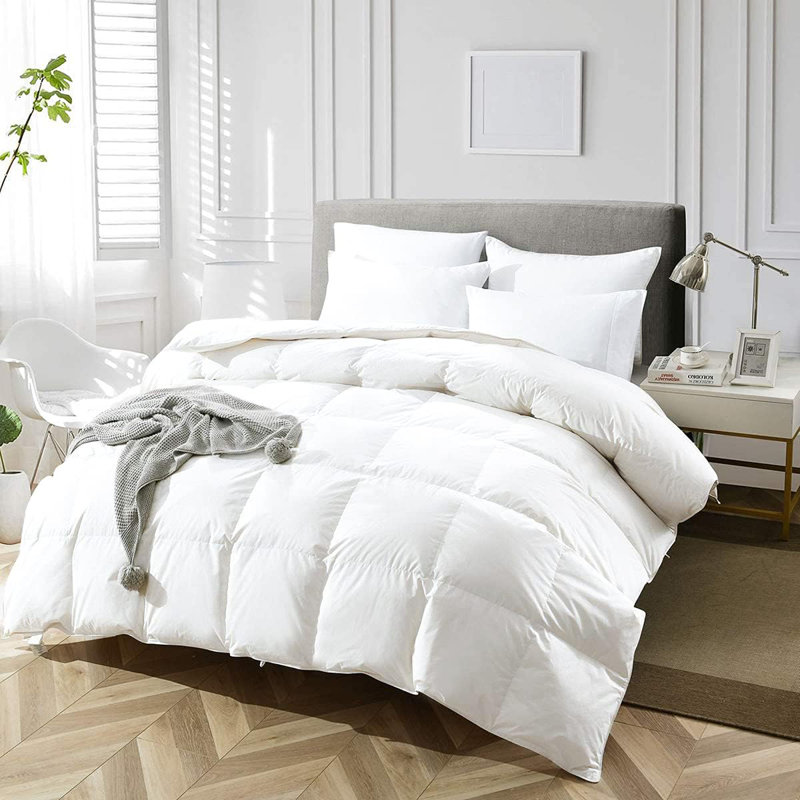 All Season Goose Feather and Down Duvet insert Cotton Shell Comforter, King