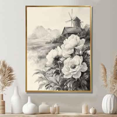 Art mural Eckhoff, pivoines et moulin à vent II - pivoines