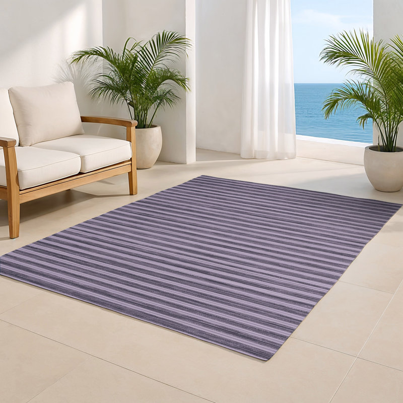 HorizontalStripes Purple Indoor and Outdoor Area Rug, Rectangle 8' x 10'