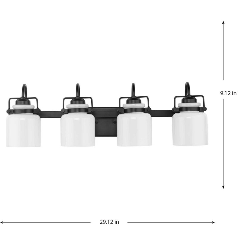 Éclairage pour meuble-lavabo à 4 lumières Baburam, Noir mat