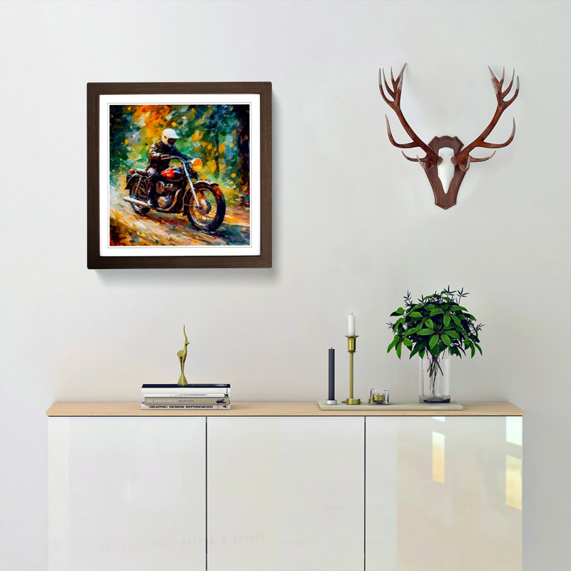 Motorcycle Impressionism - Framed Print, Walnut