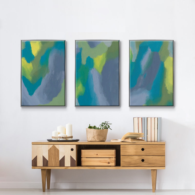 "Lost In Memories I", reproduction sur toile 3 pièces, H 27 po x l 54 po x P 2 po, Argent