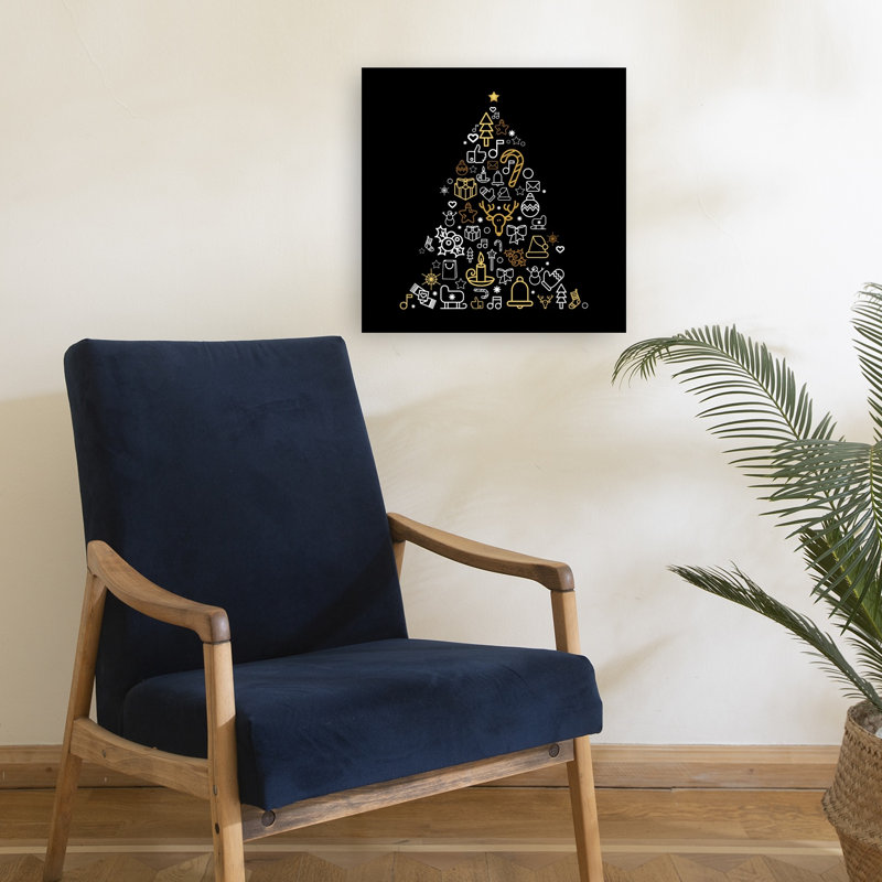 Arbre de Noël moderne, arbre de Noël abstrait moderne, impression d'art mural paysage d'hiver, 18" H x 18" W