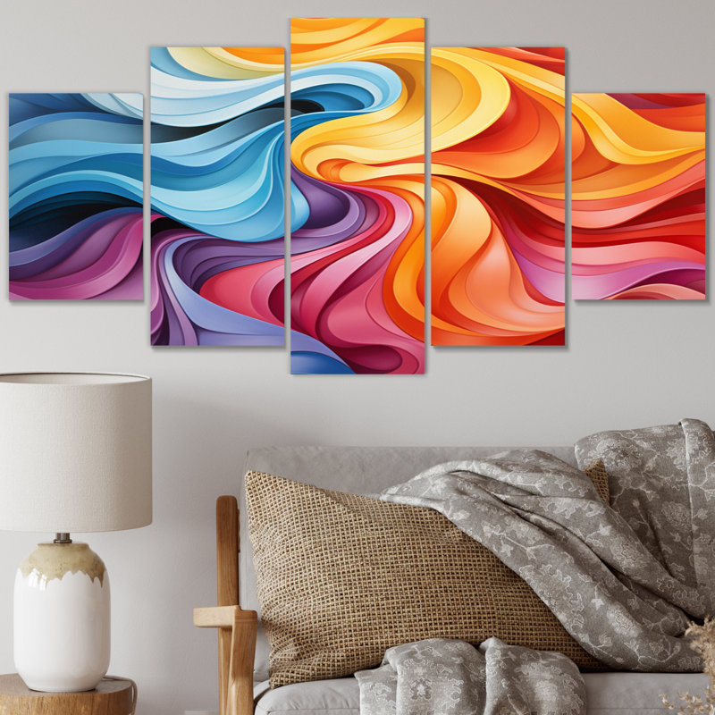 Opt Art Delirium V - Impression d'art mural moderne - 5 panneaux