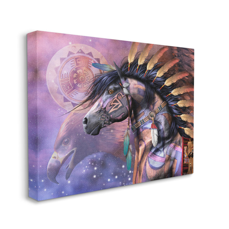 Shaman Native Horse par Laurie Prindle, H 16 po x l 20 po x P 1,5 po