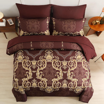 7-Piece Boho Damask Pattern Soft Comforter Set, Microfiber Lightweight Bedding Set with Sheets, Pillowcases & Shams
