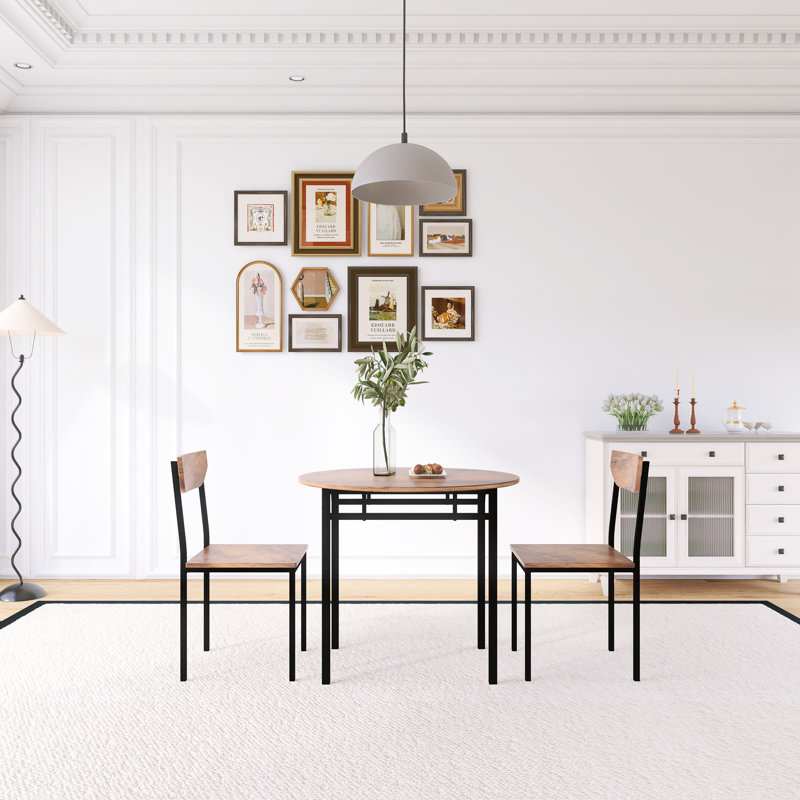 Modern 3-Piece Round Dining Table Set
