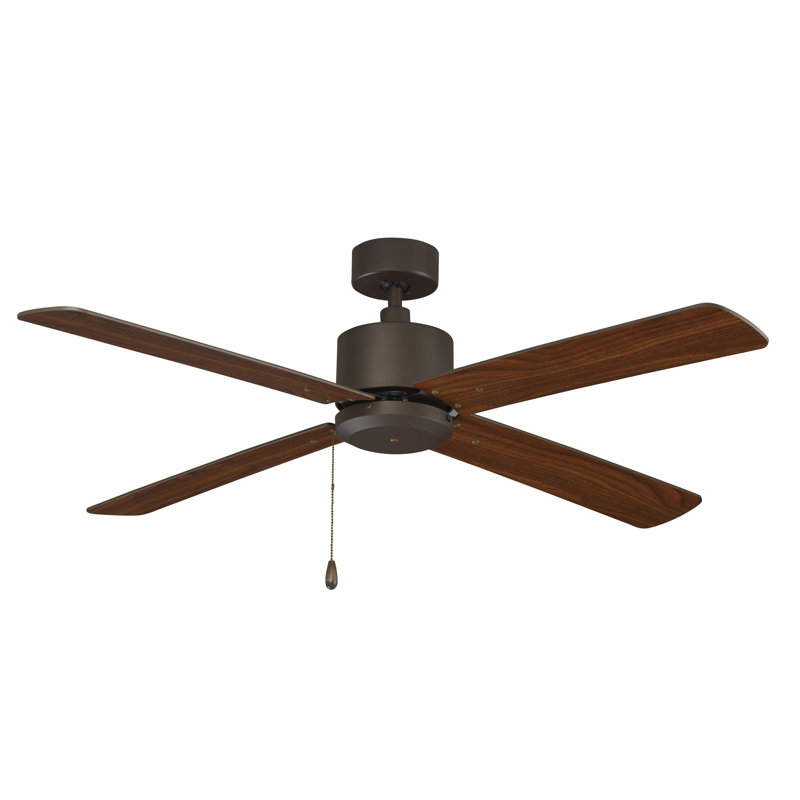 Ventilateur de plafond d'intérieur 4 pales Scoggins, Bronze frotté à l'huile, Bois brun, 182