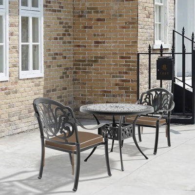 Ensemble de mobilier de salle à manger en aluminium coulé toutes saisons avec cadre noir