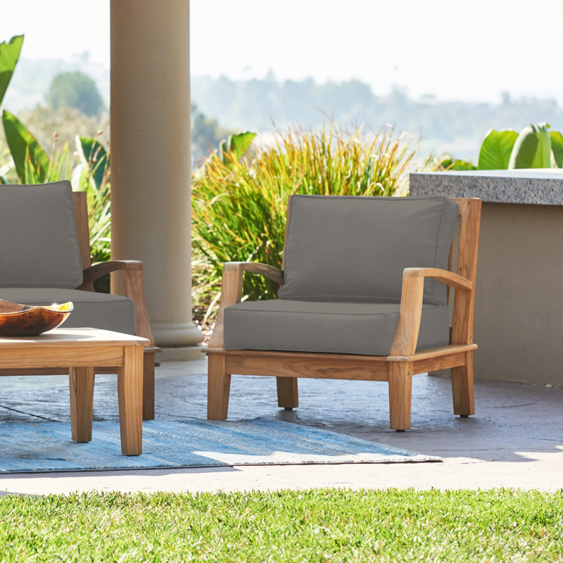 Grande Patio Chair with Sunbrella Cushions, Charcoal Grey Sunbrella®, Natural Sanded