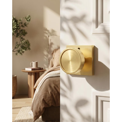 Intérieur de boutons de porte dorés, bouton de porte d'intimité en alliage de zinc, boutons de porte intérieurs dorés brossés pour salle de bain de chambre à coucher, paquet de 1