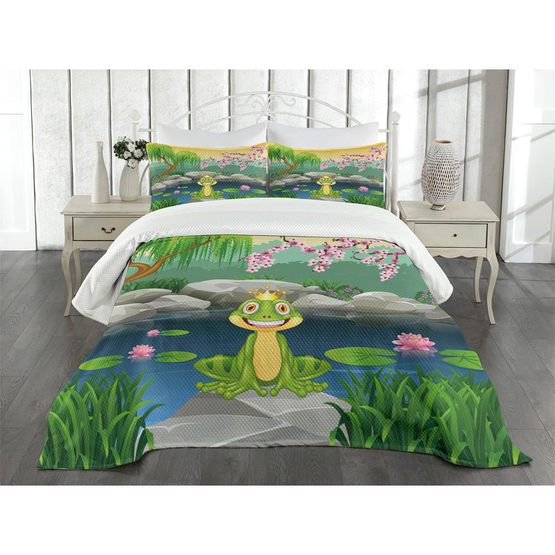 Ambesonne Bedspread Set Inspired Cartoon Multicolor, King Coverlet/Bedspread + 2 Pillow Shams
