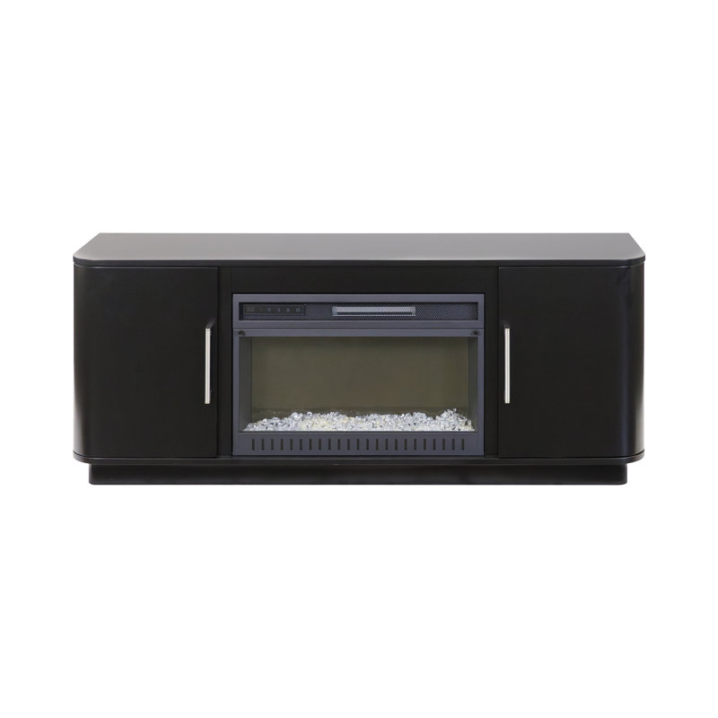 Console de foyer Jaclynn, meuble télé, meuble télé, entièrement assemblé, Noir, H 24 po x l 60 po x P 15 po