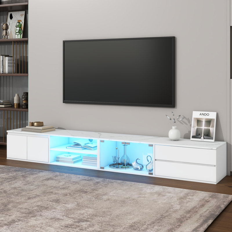 Meuble télé pour téléviseur de 100 po ou moins, Blanc