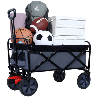 150L Collapsible Wagon Cart Foldable, Utility Garden Wagon with 360lbs Weight Capacity, Heavy Duty Portable Sport Wagon with Wheels for Outdoor, Grocery, Shopping