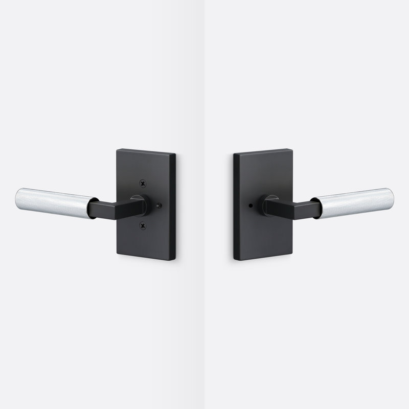 Levanto Privacy Rosette, Knurled Grip, Polished Chrome, Flat Black