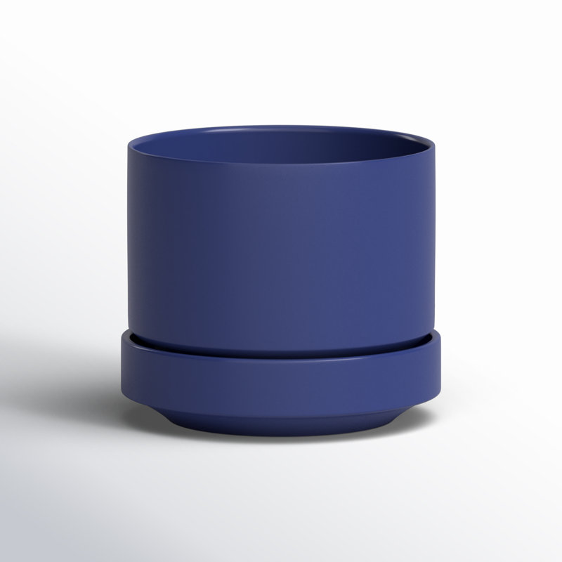 Pot à fleurs en céramique Byer, H 7,5 po x l 8,75 x P 8,75, Bleu