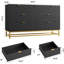 Commode pour chambre à coucher, organisateur de commode de 53,5 po de largeur, 7 tiroirs avec poignée et pieds en métal doré, commode moderne pour placard, couloir, salon, entrée, noir