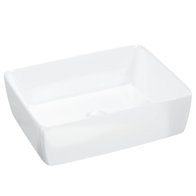 Belfry Bathroom Radu Ceramic Rectangular Sink, White, 13cm H x 48cm W x 37cm D
