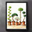 Reproduction d'art encadré noir avec quatre plantes de bonsaï de différentes formes-648863126