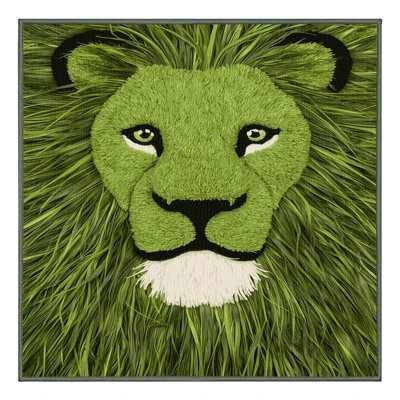 Washable Grass Lion Big Cats Area Rug