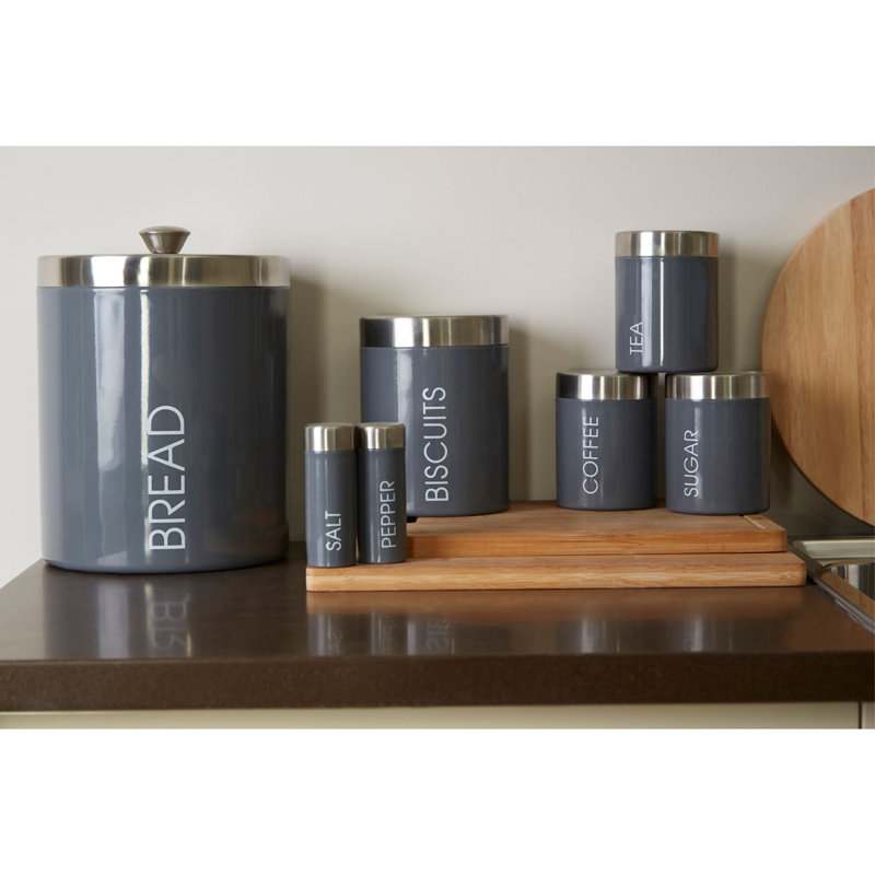 Surrett Metal Jar - Set of 3, Grey
