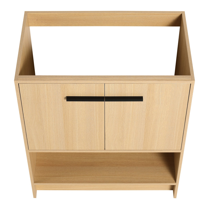 Meuble-lavabo autoportant de 30 po, armoire de contreplaqué à 2 portes, facile à entretenir et à eau, assemblage simple, conception américaine, meuble-lavabo en chêne avec portes, armoire de salle de bain, construction, Scratch Water-,