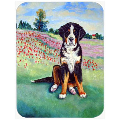 Dog on Flowerfield Glass Cutting Board